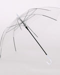 Skaidrus vestuvių skėtis su balta rankena