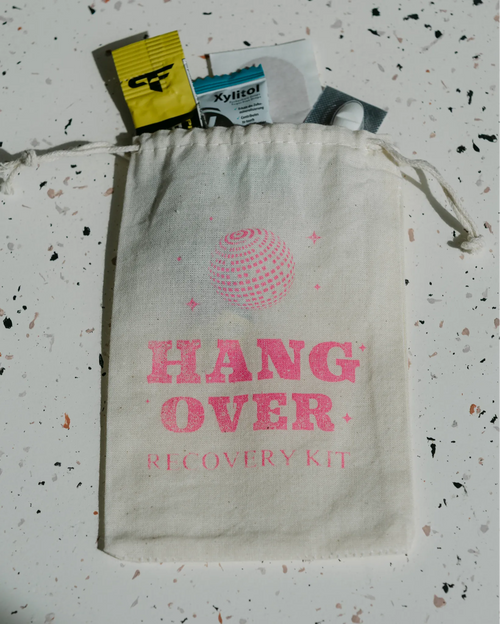 Vestuvių „Hangover Recovery Kit" drobinis maišelis svečiams
